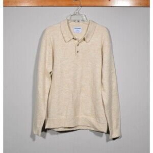 Old Navy Oatmeal Heather Fuzzy Acrylic Collared Pullover Sweater Sz L